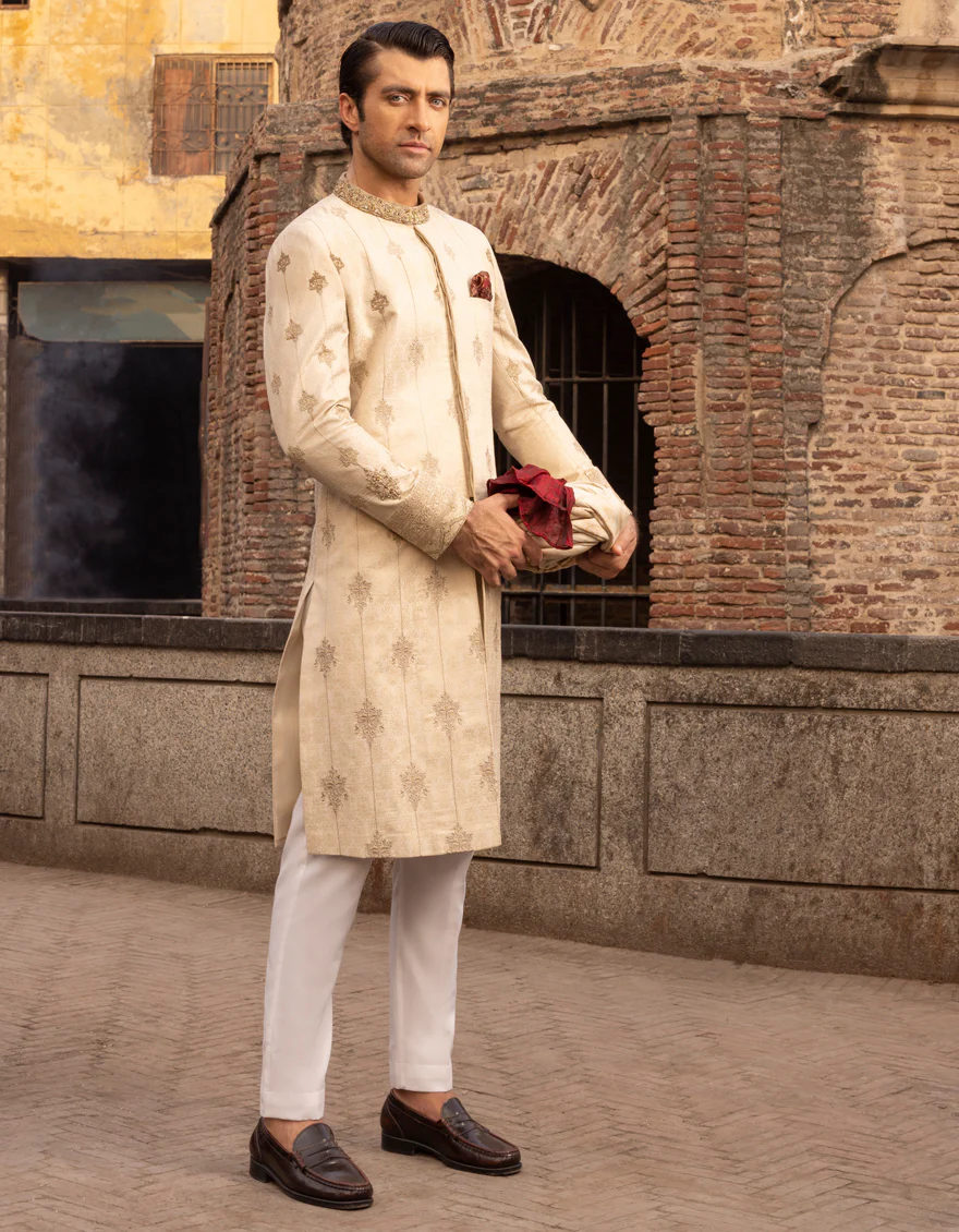 BEIGE SHERWANI | JJSW-US-561/S23/JJ8865-FL - Image 3