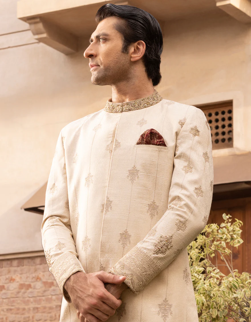 BEIGE SHERWANI | JJSW-US-561/S23/JJ8865-FL - Image 4