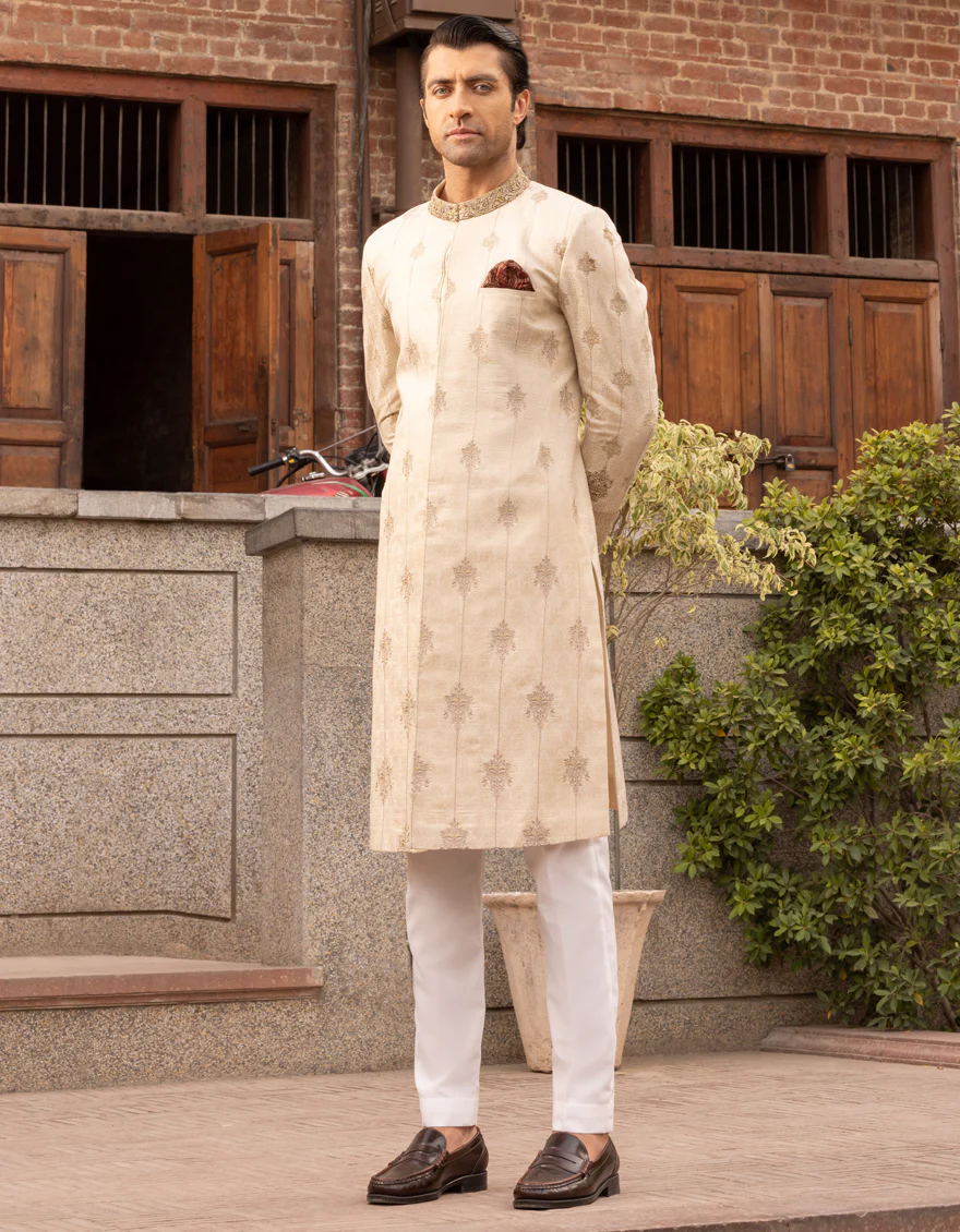 BEIGE SHERWANI | JJSW-US-561/S23/JJ8865-FL - Image 5