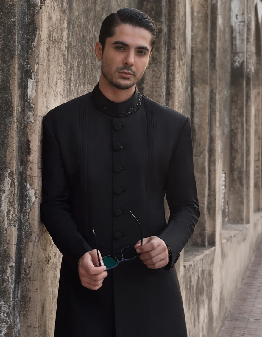 BLACK SHERWANI | JJSWINR-US-516/S21/JJ7108-FL - Image 3