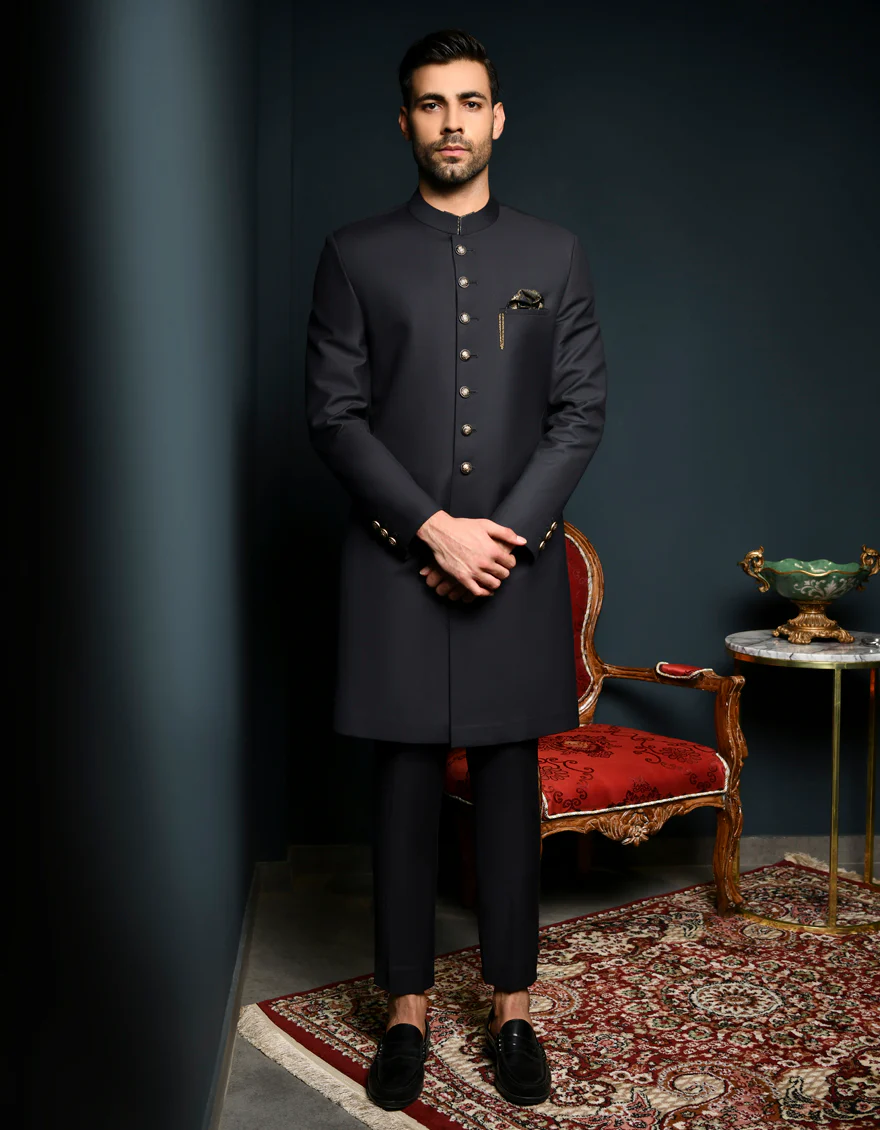 CHARCOAL SUITING SHERWANI | JJSWP-US-556/S23/JJ8976-PN - Image 2