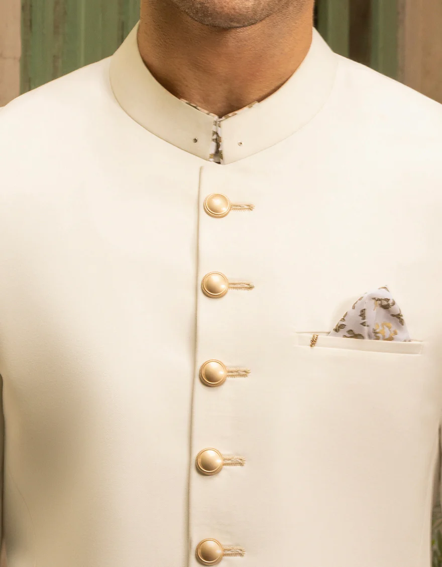 WHITE SUITING SHERWANI | JJSWP-US-558/S23/JJ8976-PN - Image 2