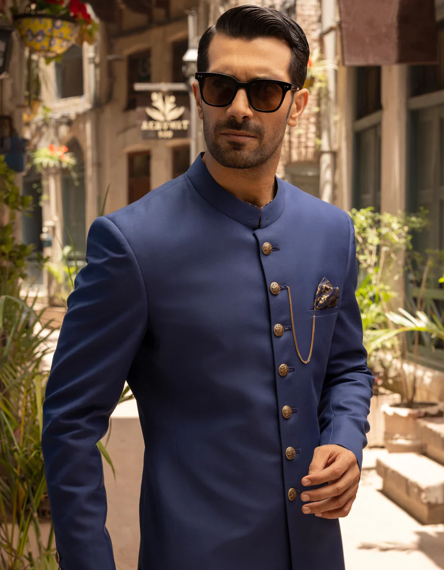BLUE SUITING SHERWANI | JJSWP-US-559/S23/JJ8976-PN - Image 2