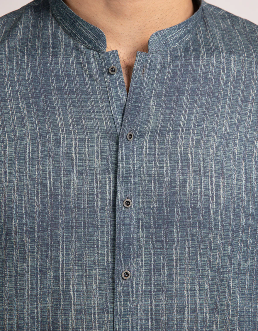 BLUE COTTON THIGH LENGTH KURTA | JJTHK-A-50390/S25/JJ10442-CL - Image 3