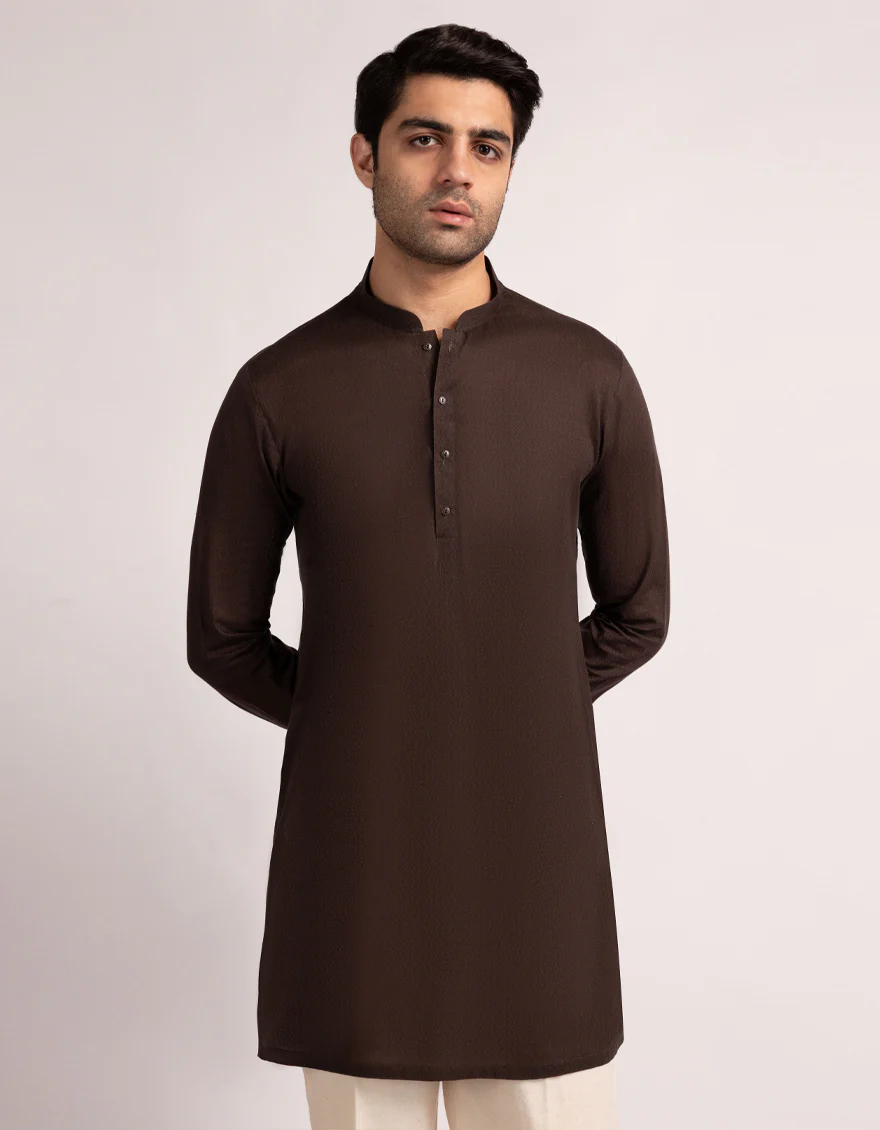 BROWN COTTON THIGH LENGTH KURTA | JJTHK-A-50391/S25/JJ10442-CL - Image 2