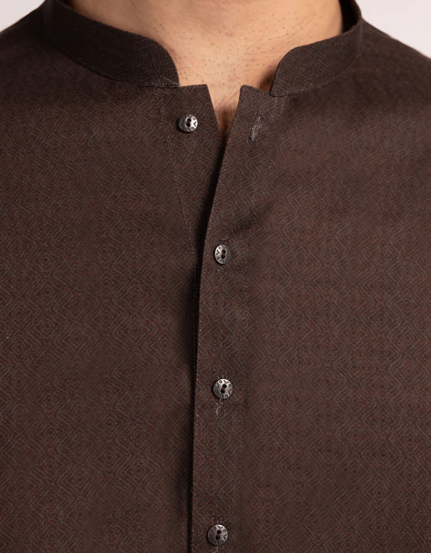 BROWN COTTON THIGH LENGTH KURTA | JJTHK-A-50391/S25/JJ10442-CL - Image 3