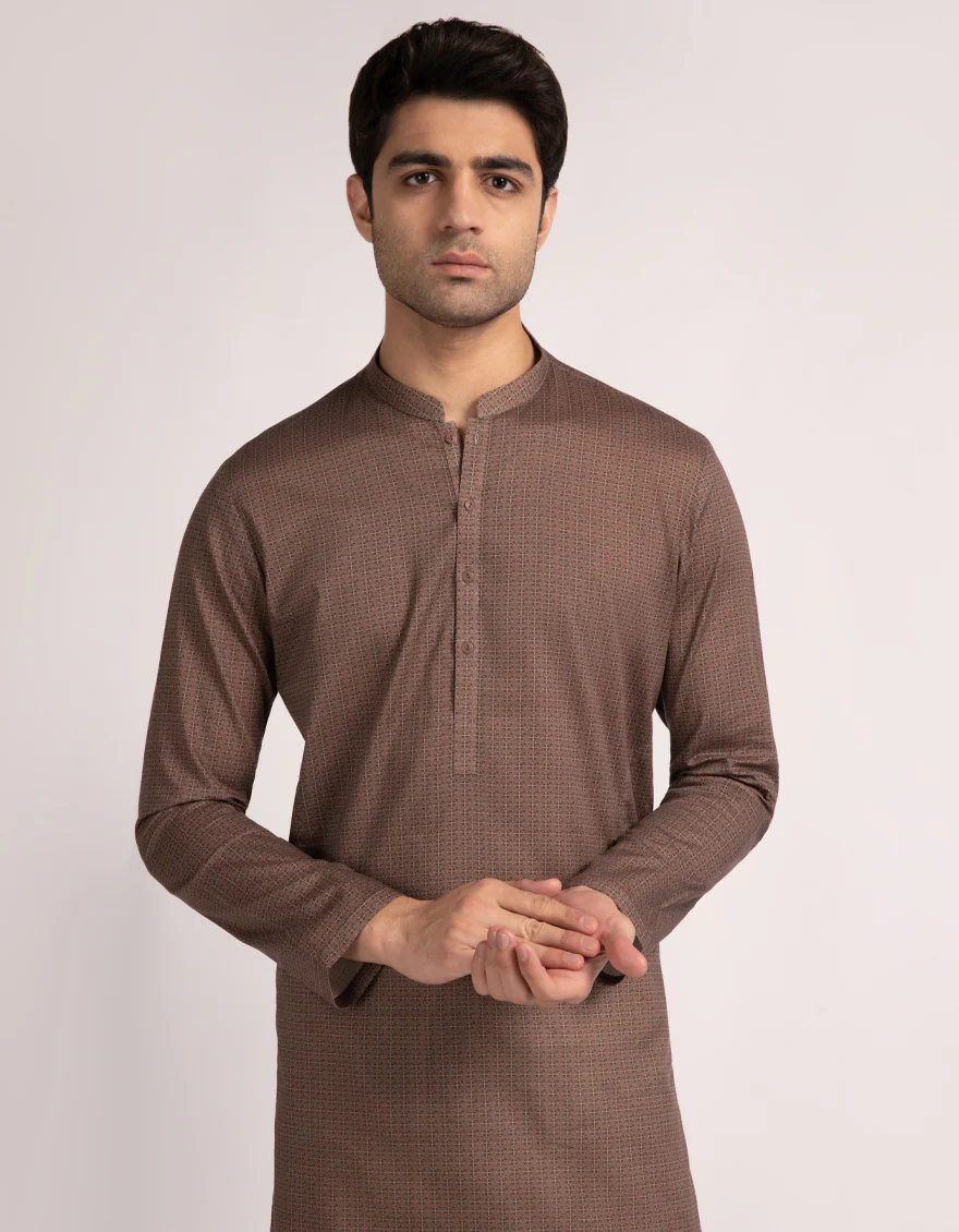 BROWN COTTON THIGH LENGTH KURTA | JJTHK-A-50393/S25/JJ10442-CL - Image 2