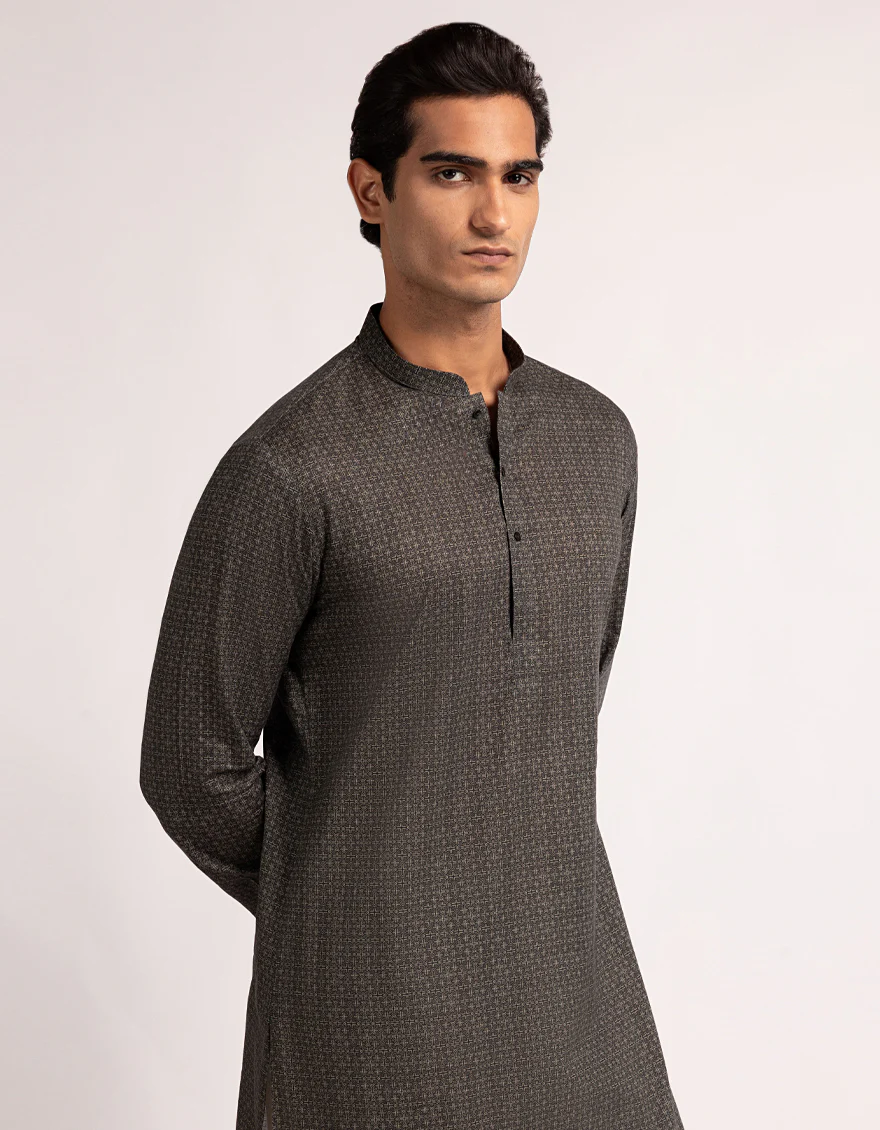 DEEP GREY COTTON THIGH LENGTH KURTA | JJTHK-A-50394/S25/JJ10442-CL - Image 2
