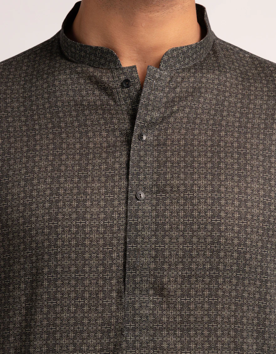 DEEP GREY COTTON THIGH LENGTH KURTA | JJTHK-A-50394/S25/JJ10442-CL - Image 3