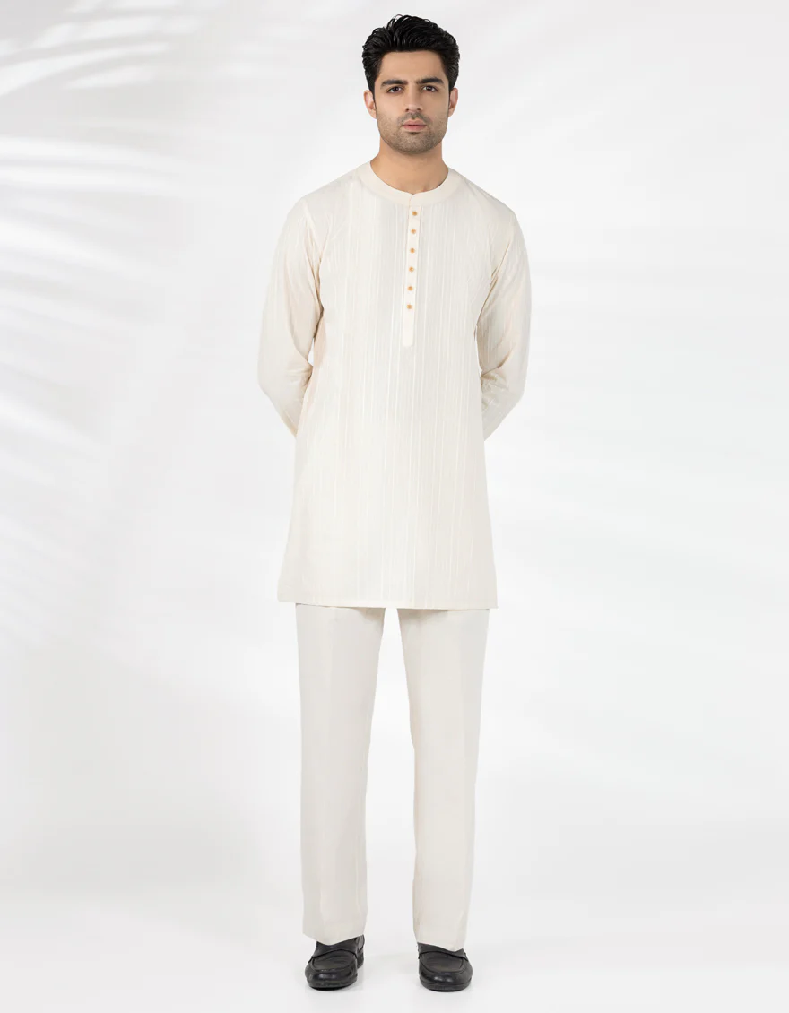 CREAM COTTON THIGH LENGTH KURTA | JJTHLK-A-47519/S25/JJ10175-CL