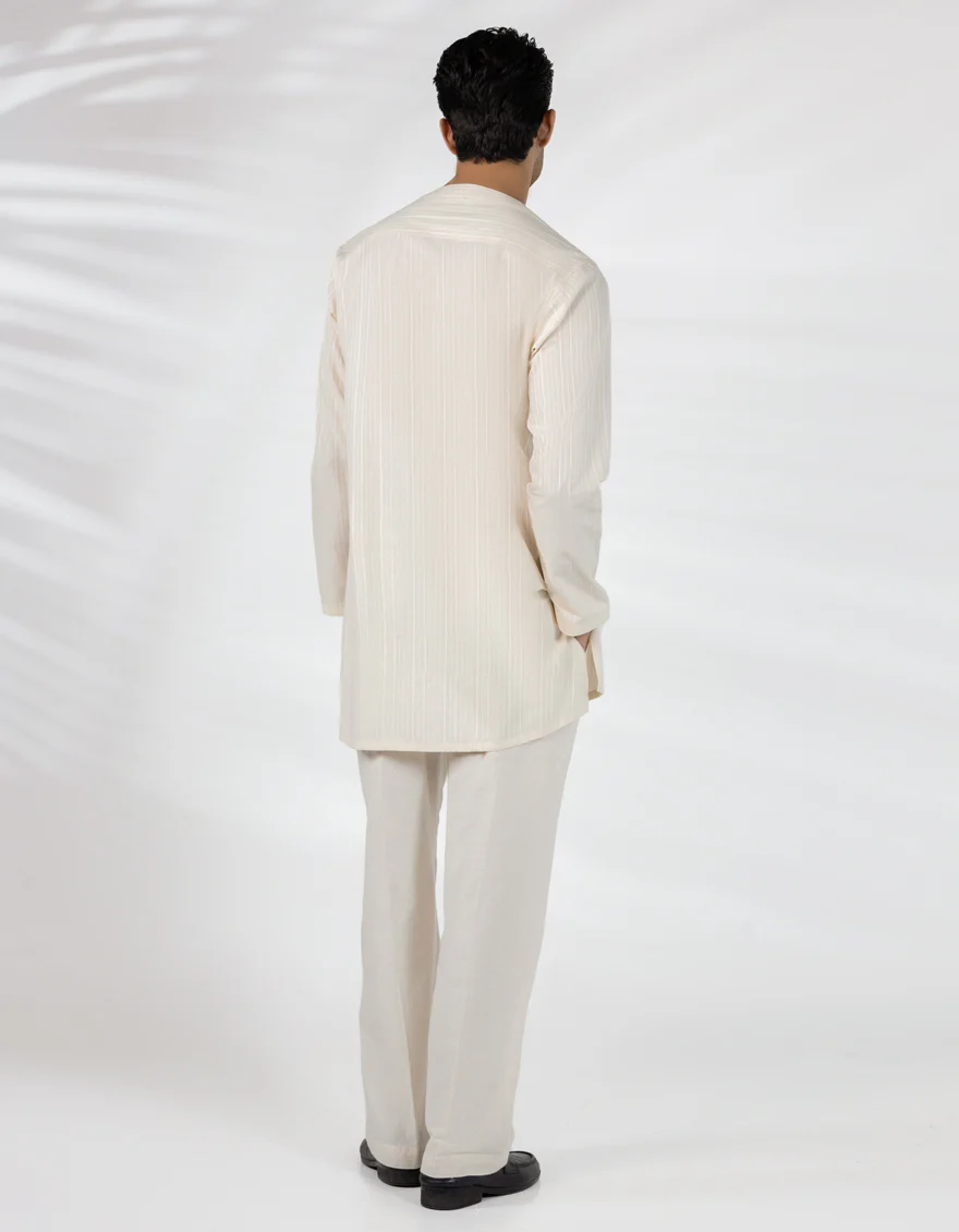 CREAM COTTON THIGH LENGTH KURTA | JJTHLK-A-47519/S25/JJ10175-CL - Image 5