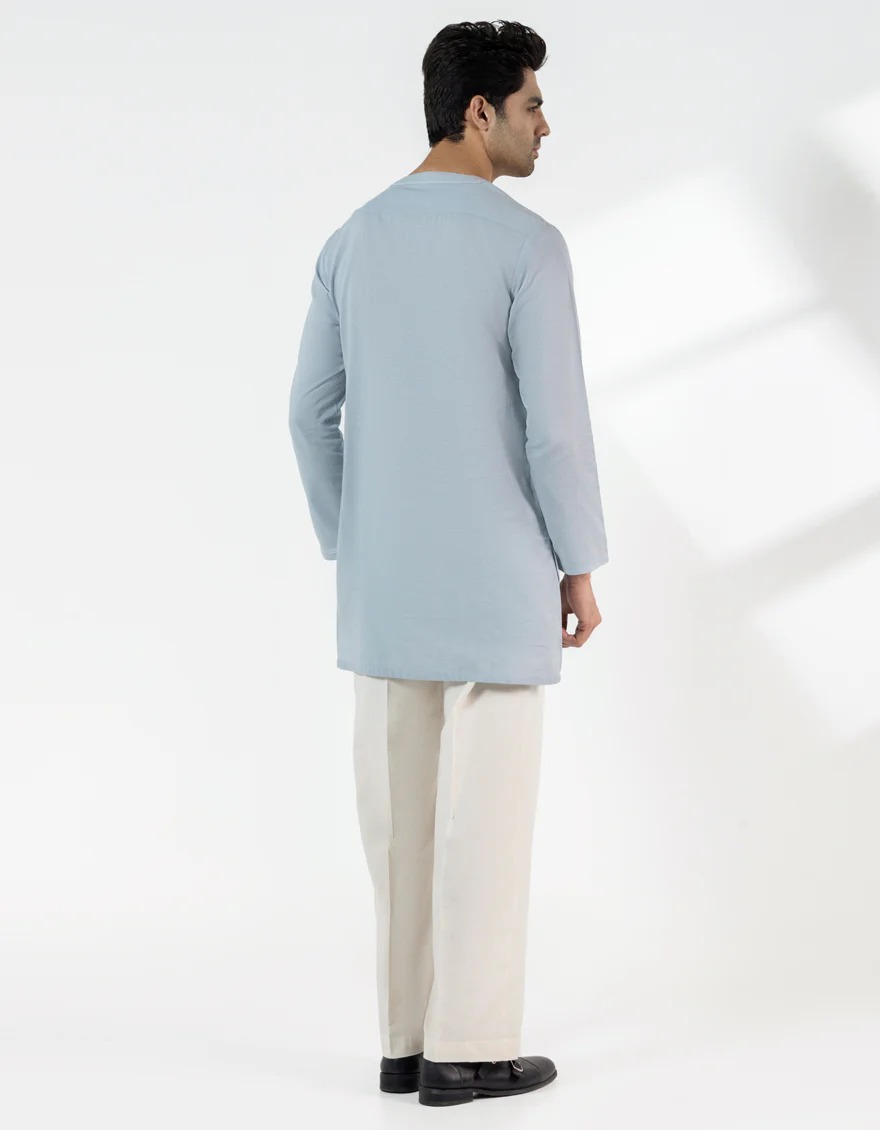 SKY BLUE COTTON SHORT KURTA | JJTHLK-S-33445/S25/JJ10184-CL - Image 3