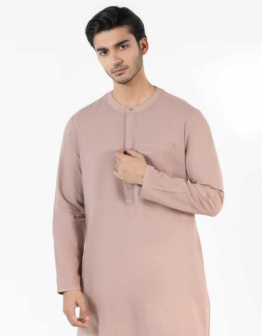 TEA PINK COTTON SHORT KURTA | JJTHLK-S-33446/S25/JJ10184-CL - Image 2