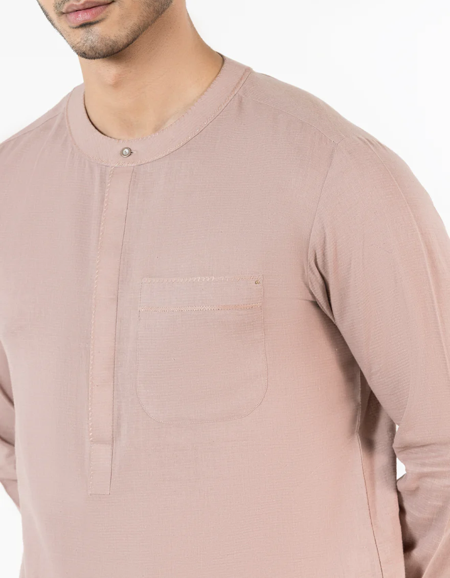 TEA PINK COTTON SHORT KURTA | JJTHLK-S-33446/S25/JJ10184-CL - Image 4