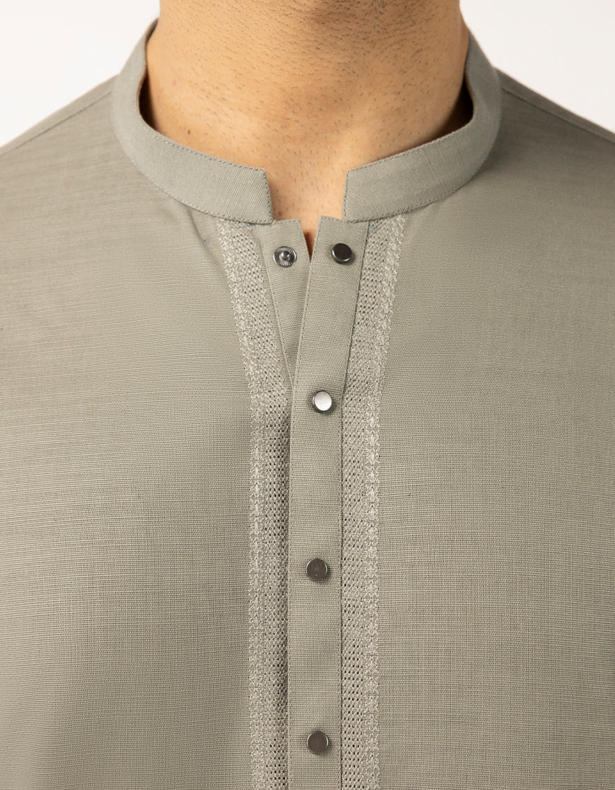 OLIVE COTTON THIGH LENGTH KURTA | JJTHLK-W-90552/S25/JJ10450-SF - Image 4