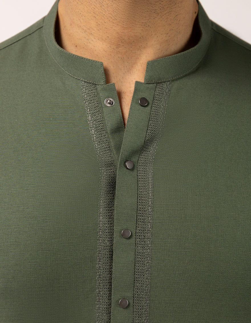 GREEN COTTON THIGH LENGTH KURTA | JJTHLK-W-90553/S25/JJ10450-SF - Image 3