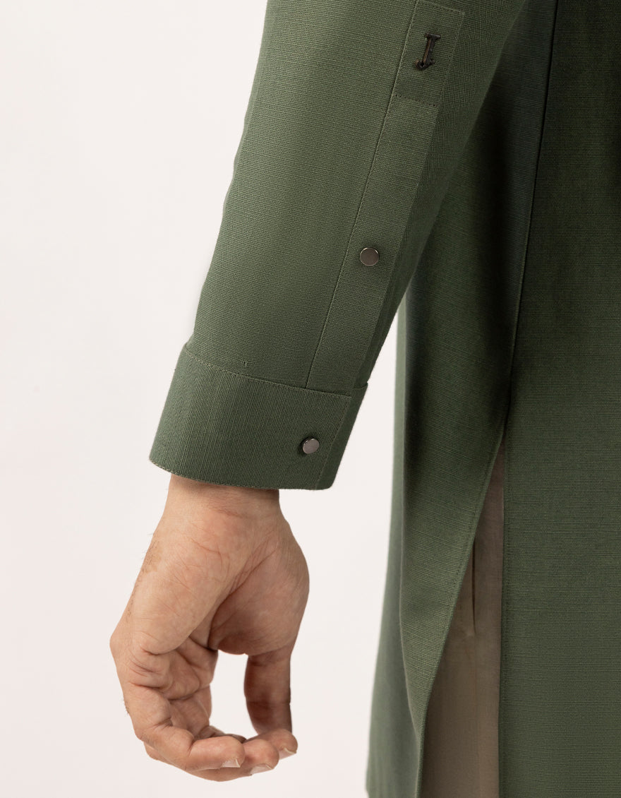 GREEN COTTON THIGH LENGTH KURTA | JJTHLK-W-90553/S25/JJ10450-SF - Image 4