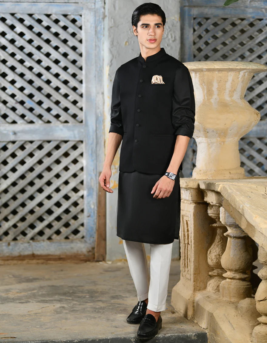 BLACK SUITING WAISTCOAT | JJVC-A-27380-R10-AP/S24/JJ9546-PN - Image 2