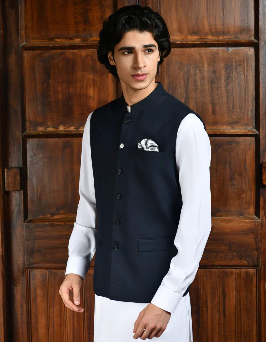 BLUE SUITING WAISTCOAT | JJVC-A-27381-R12-A - Image 2