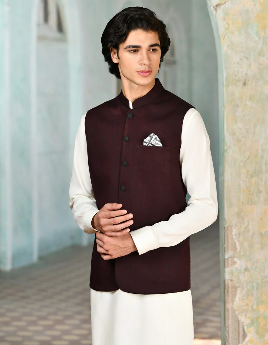 RED SUITING WAISTCOAT | JJVC-A-27384-R11-AP/S24/JJ9546-PN