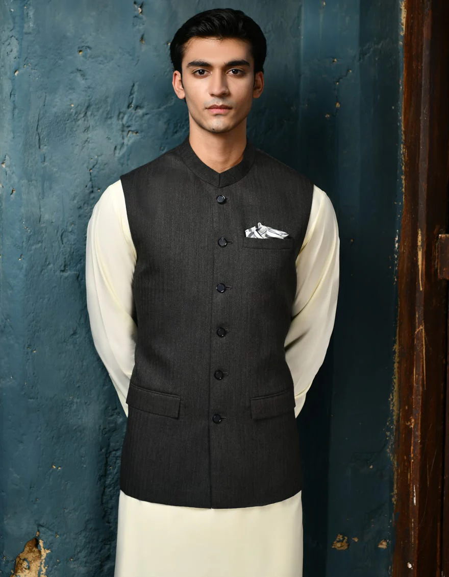 GREY SUITING WAISTCOAT | JJVC-A-27385-R11-AP/S24/JJ9546-PN
