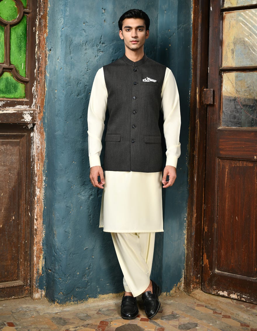 GREY SUITING WAISTCOAT | JJVC-A-27385-R11-AP/S24/JJ9546-PN - Image 2