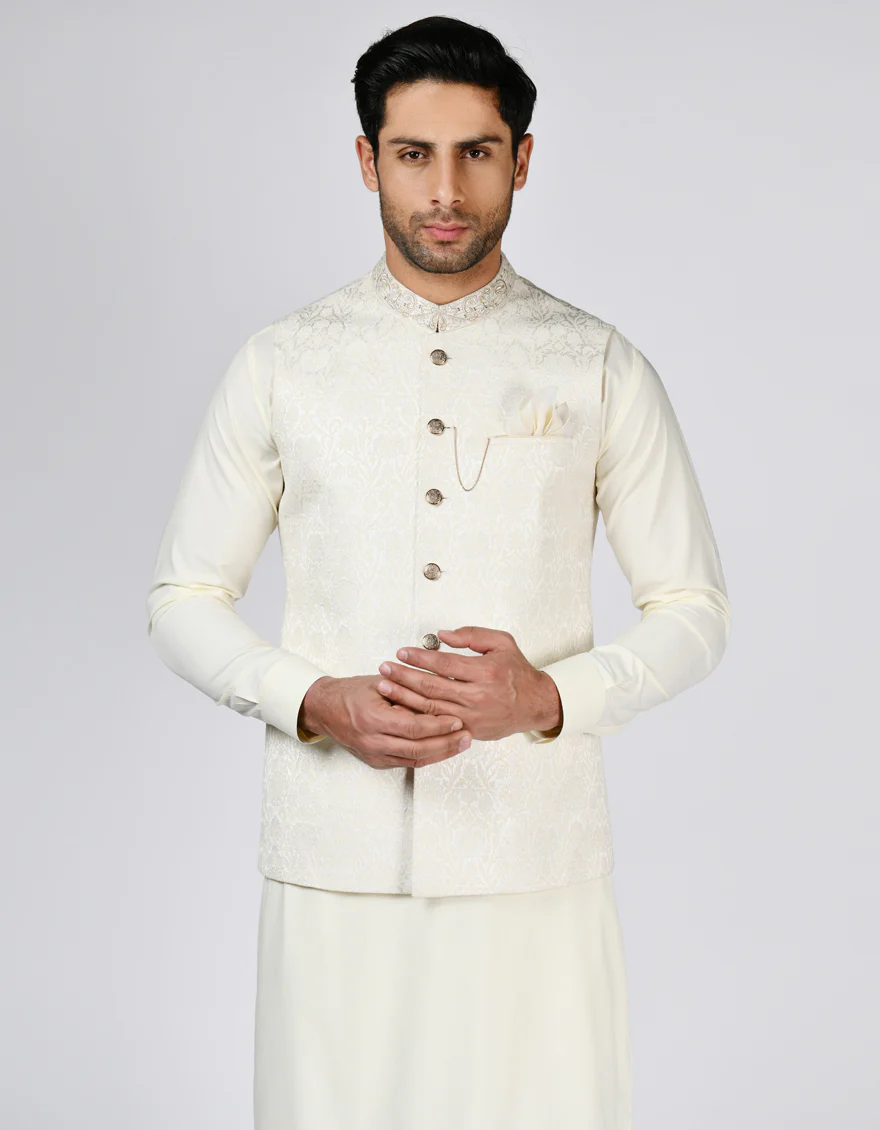 OFF WHITE BLENDED WAISTCOAT | JJVC-A-27490/S23/JJ9063-FL - Image 3