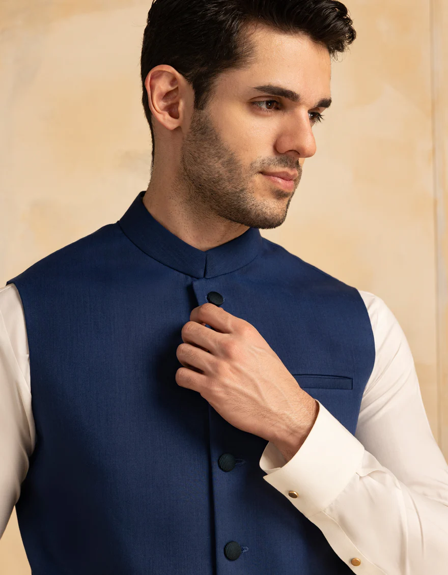 BLUE SUITING WAISTCOAT | JJVC-A-33229/S25/JJ10129-PN - Image 2
