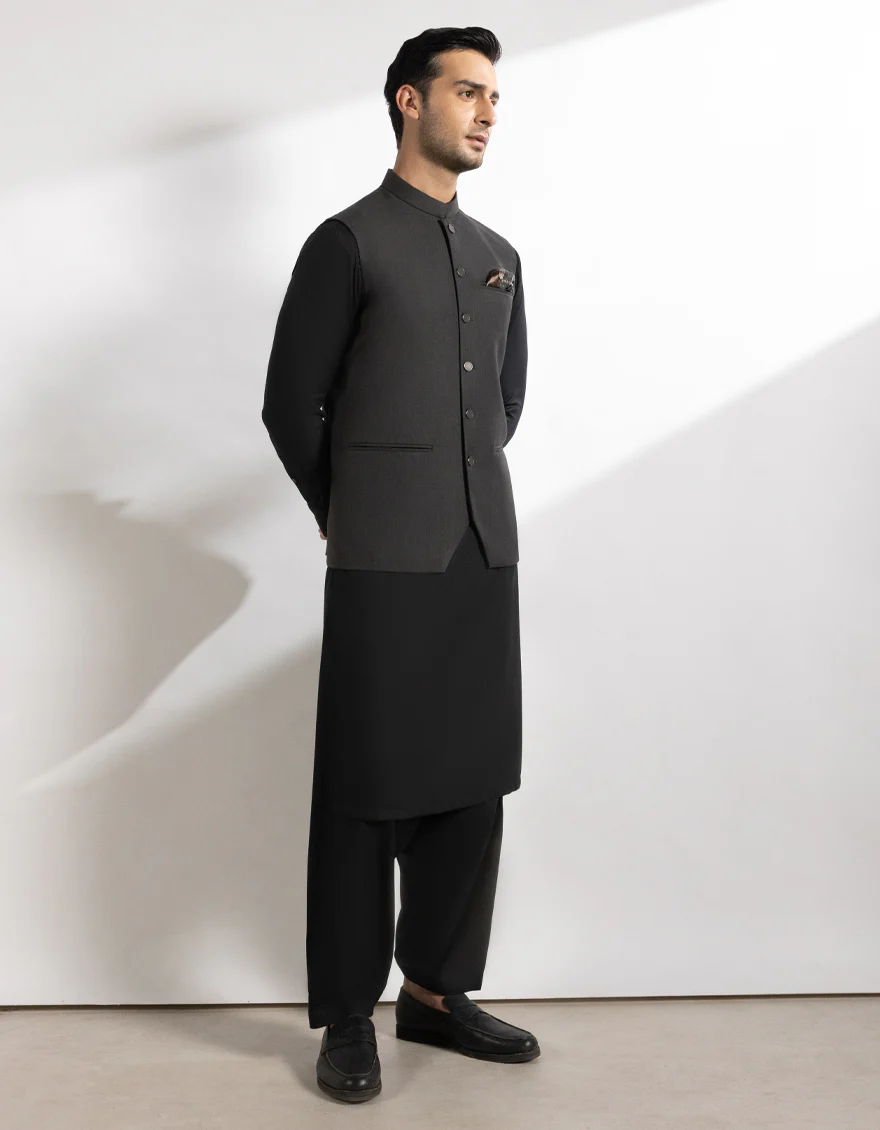 DARK GREY SUITING WAISTCOAT | JJVC-A-33540/S25/JJ10273-PN - Image 4