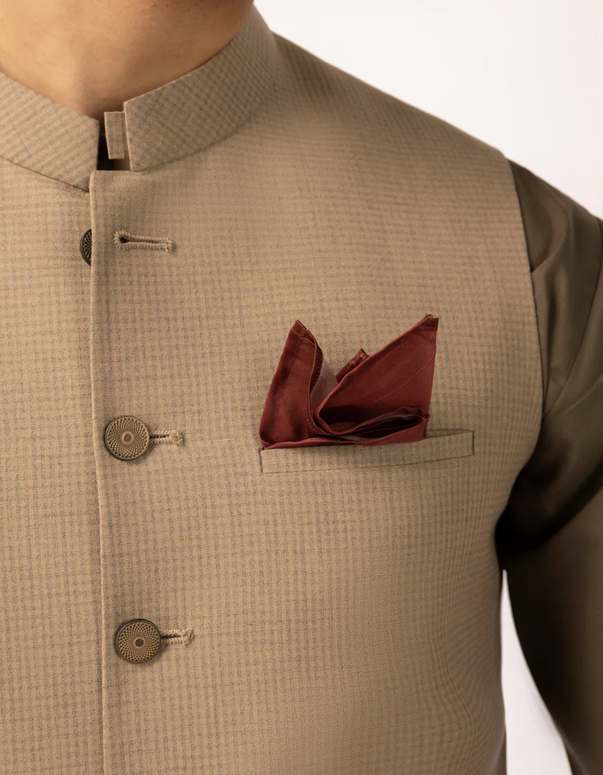 WOOD BROWN BLENDED WAISTCOAT | JJVC-A-33759/S25/JJ10483-PN - Image 6