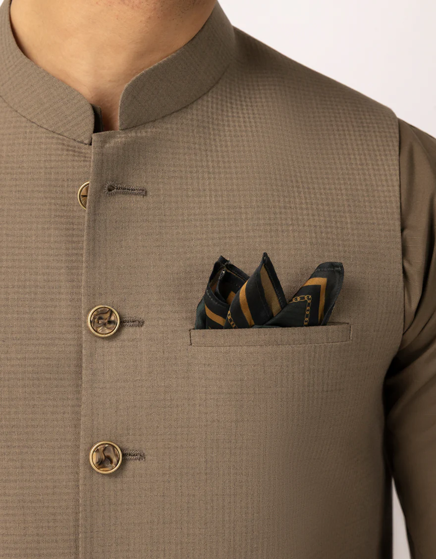 DULL BROWN BLENDED WAISTCOAT | JJVC-A-33761/S25/JJ10483-PN - Image 3
