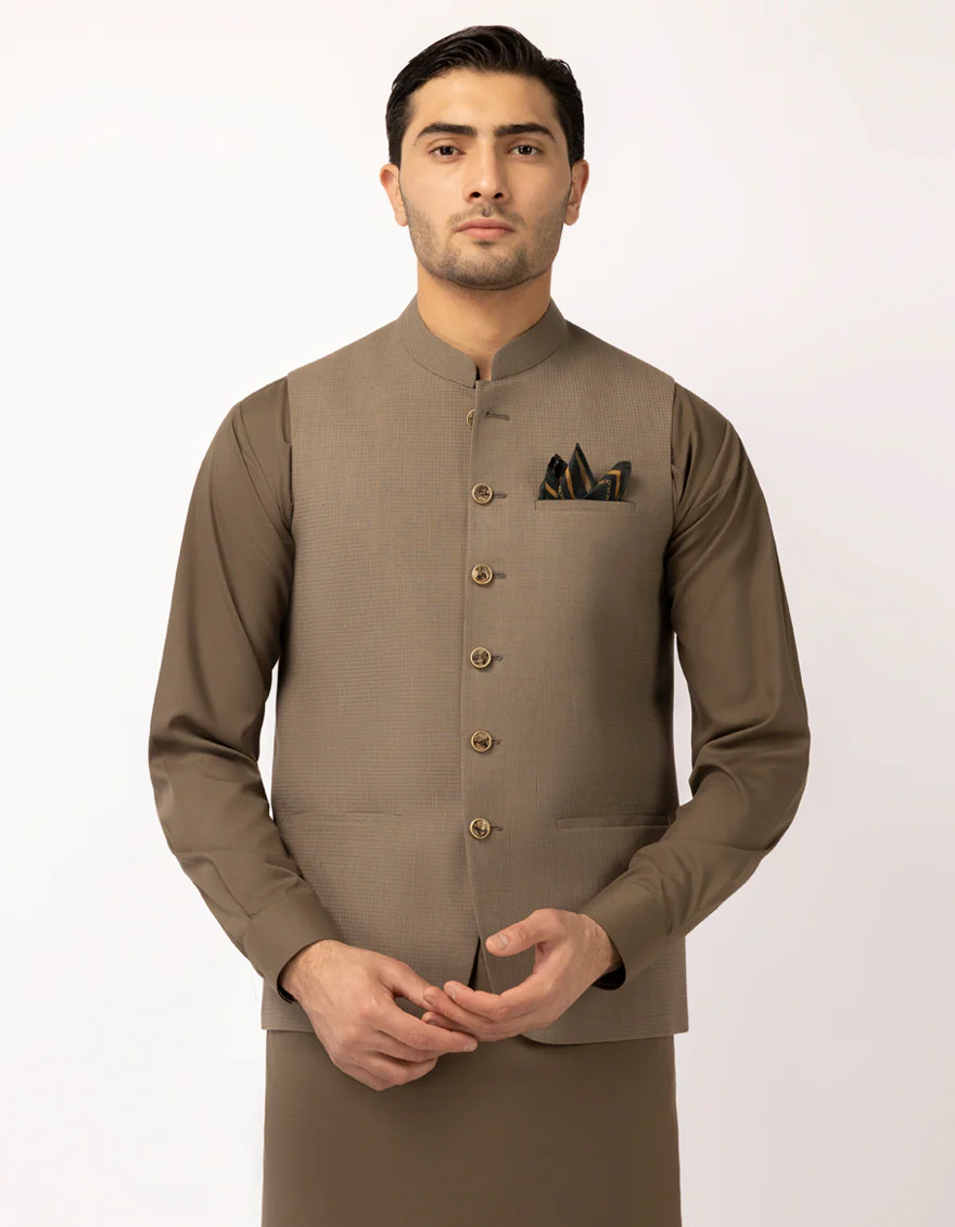 DULL BROWN BLENDED WAISTCOAT | JJVC-A-33761/S25/JJ10483-PN - Image 4