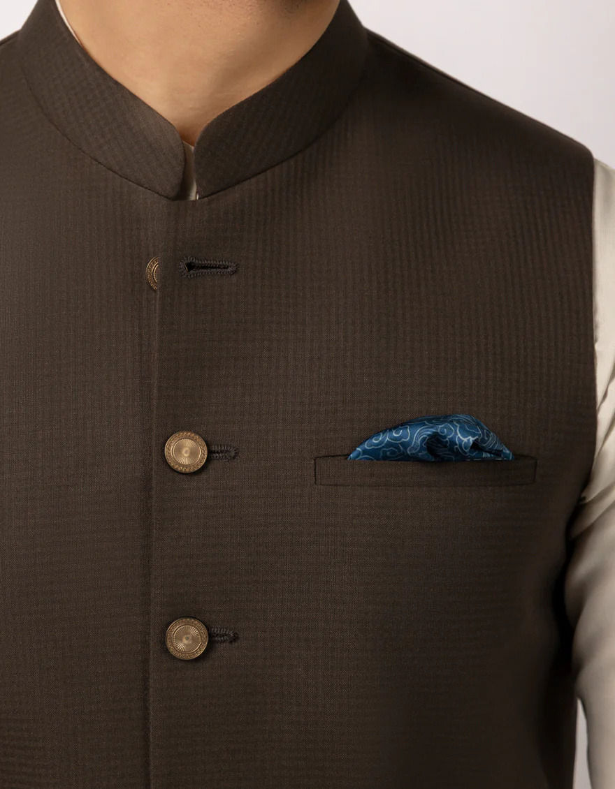 DARK BROWN BLENDED WAISTCOAT | JJVC-A-33764/S25/JJ10483-PN - Image 3