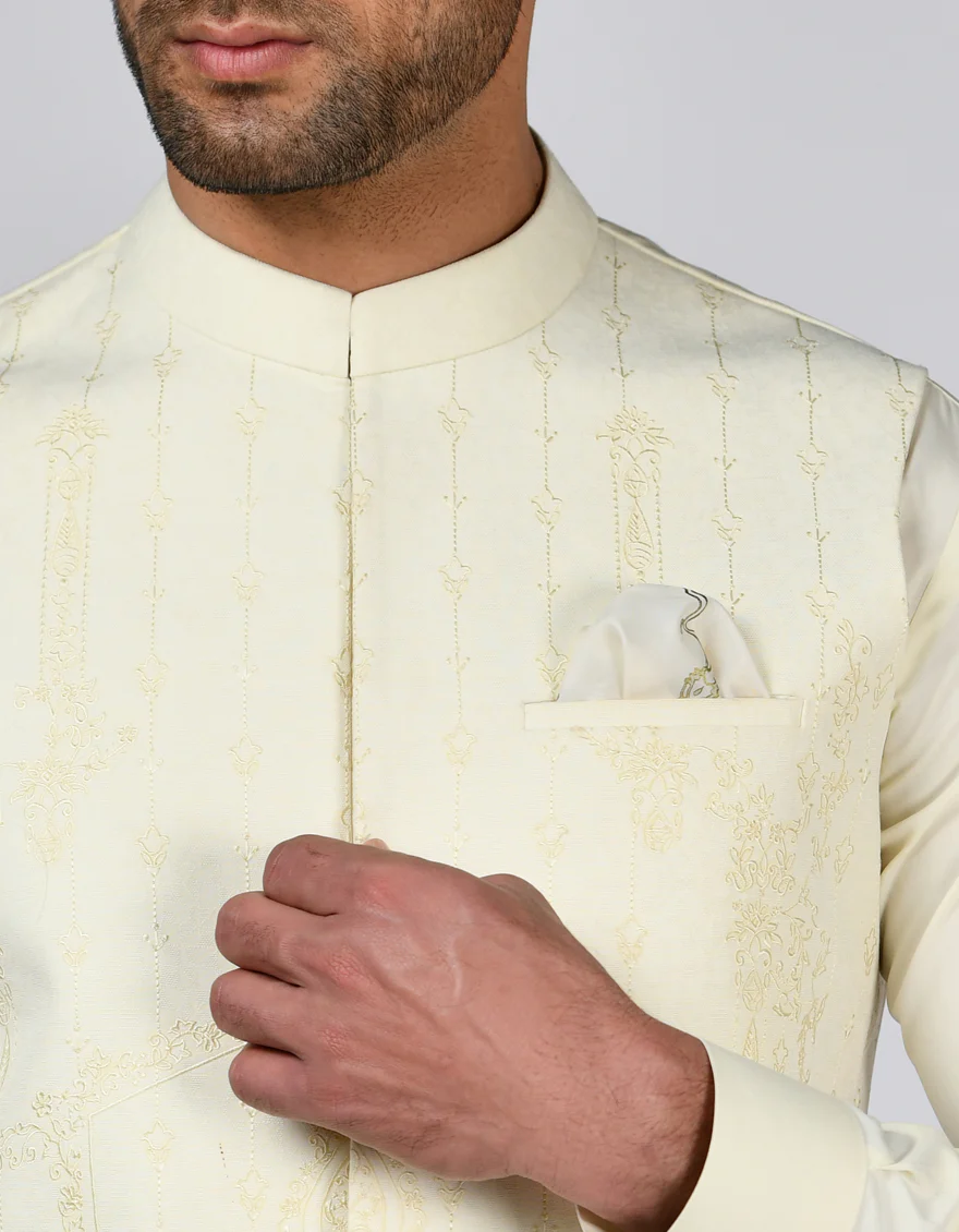 WHITE BLENDED WAISTCOAT | JJVC-A-48053/S24/JJ9 - Image 3