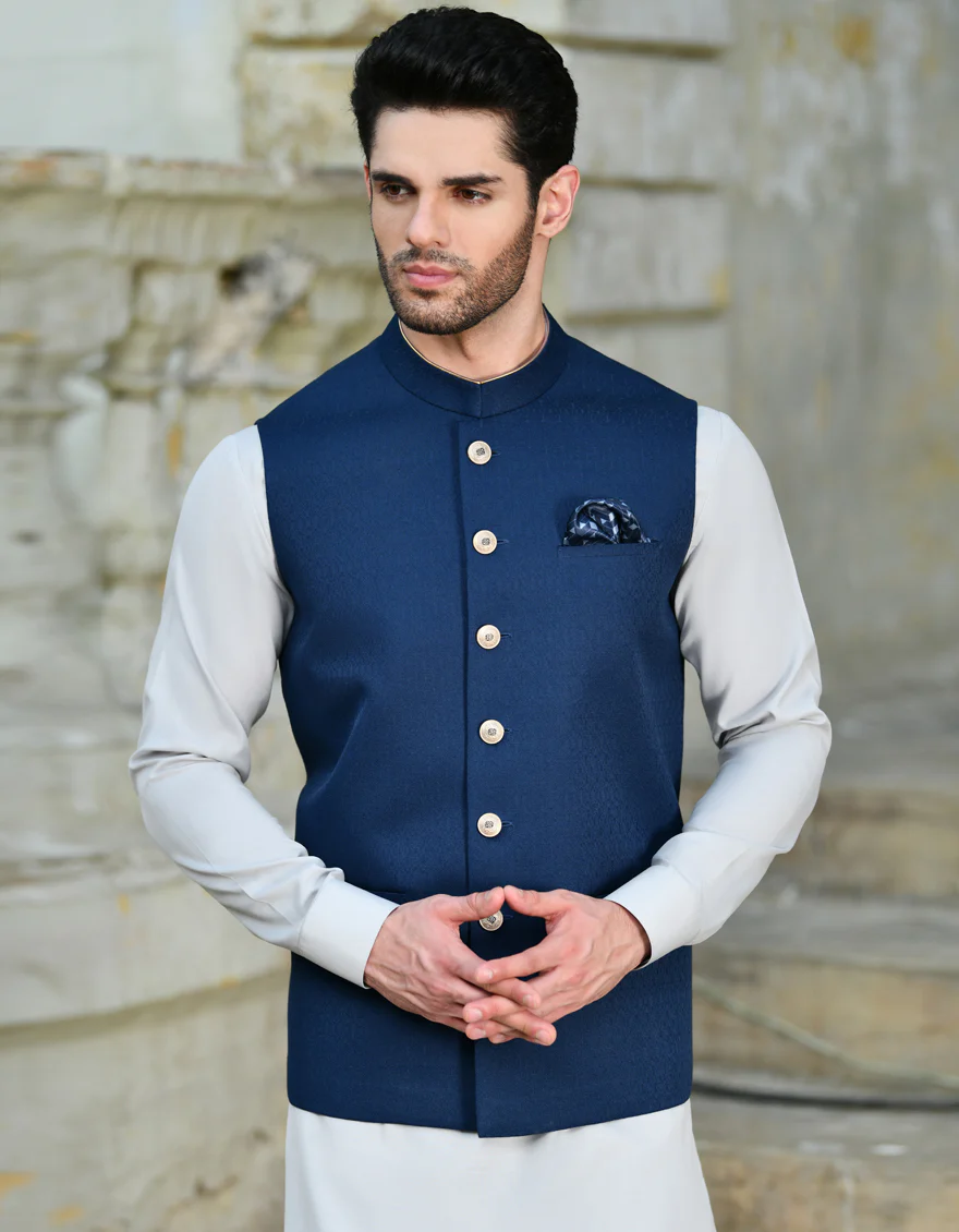 BLUE BLENDED WAISTCOAT | JJVC-A-48070/S24/JJ9089-FL - Image 2