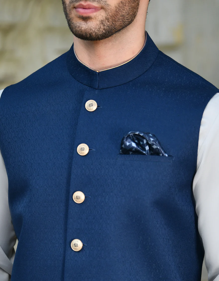 BLUE BLENDED WAISTCOAT | JJVC-A-48070/S24/JJ9089-FL - Image 3
