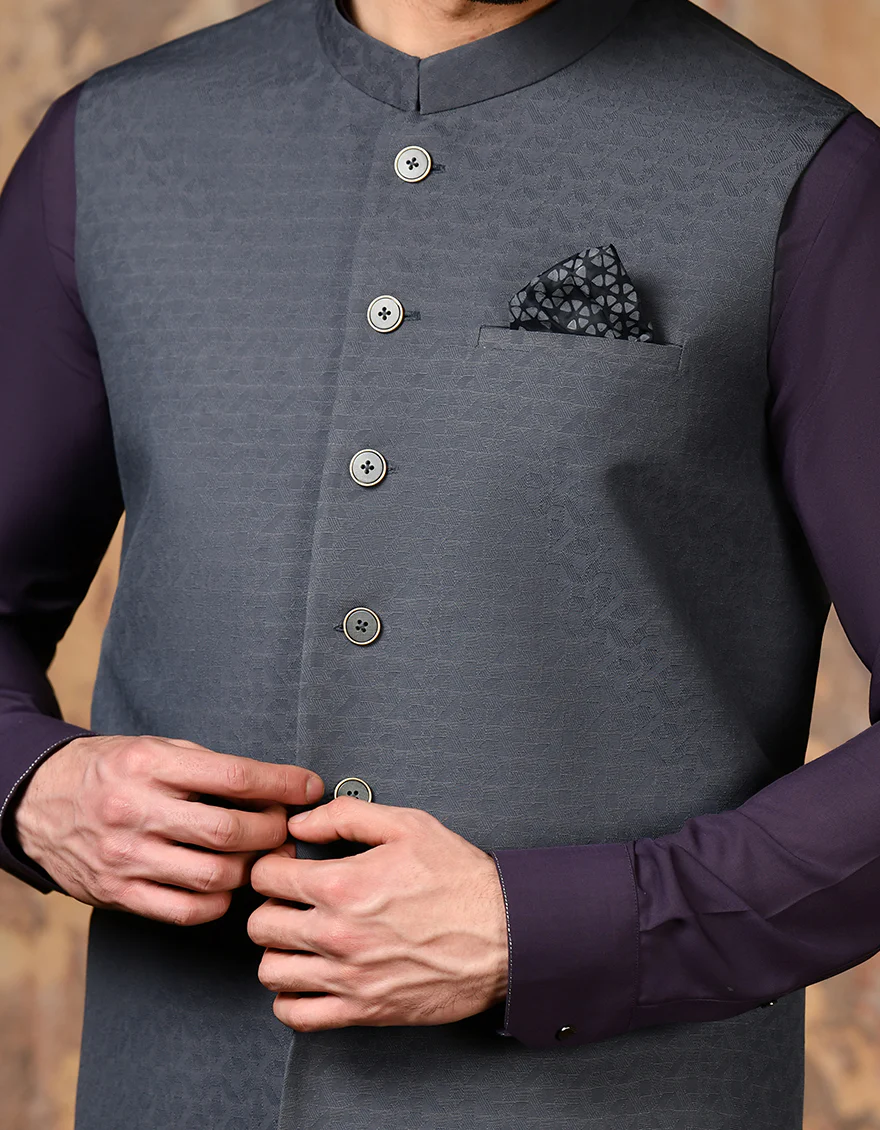 GREY BLENDED WAISTCOAT | JJVC-A-48099/S24/JJ9079-PN - Image 2