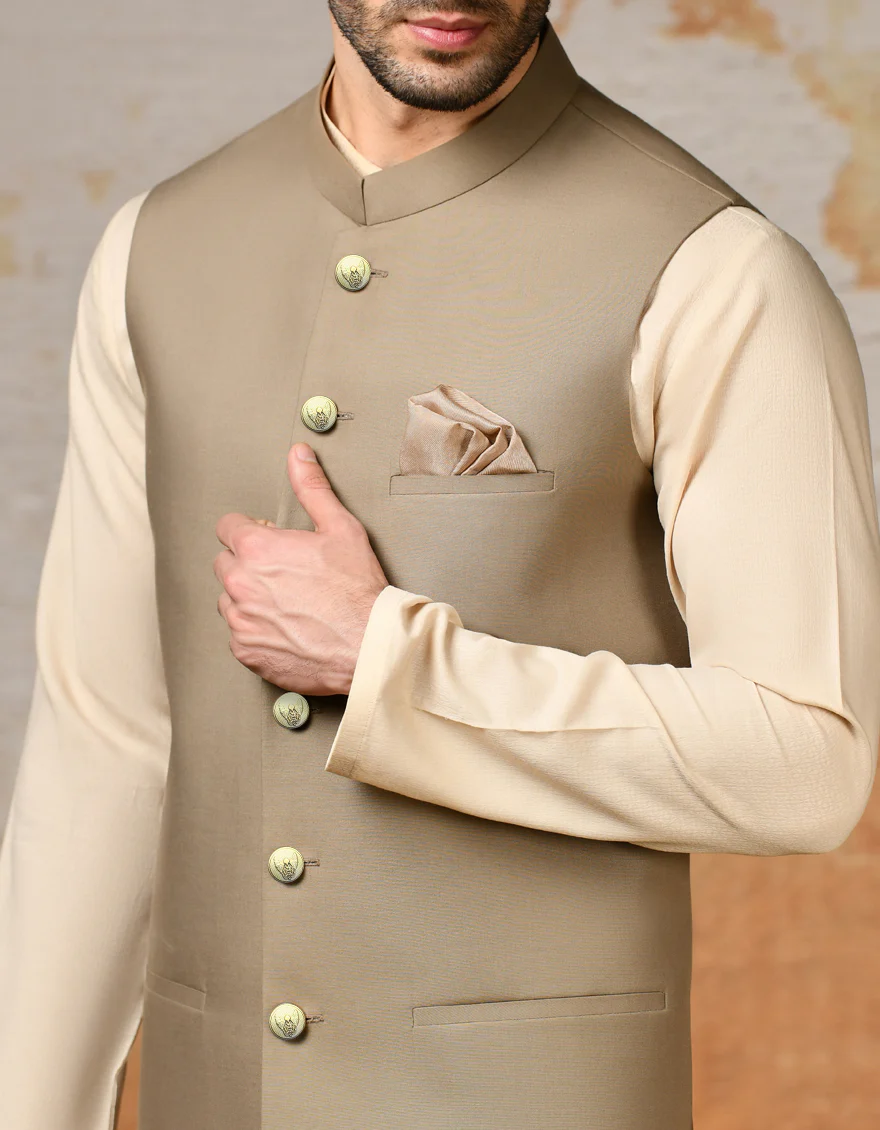 BROWN BLENDED WAISTCOAT | JJVC-A-48116/S24/JJ9407-PN - Image 2