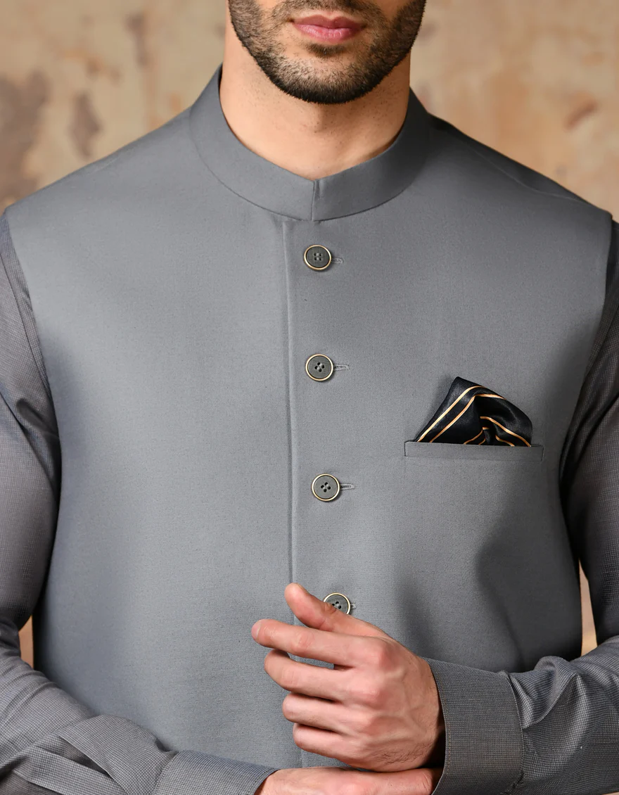GREY BLENDED WAISTCOAT | JJVC-A-48117/S24/JJ9407-PN - Image 2