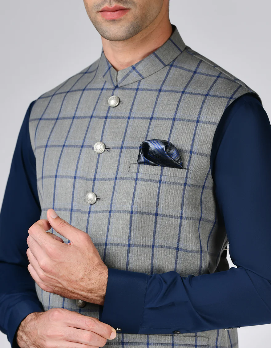 GREY SUITING WAISTCOAT | JJVC-A-48139/S24/JJ7511-PN - Image 2