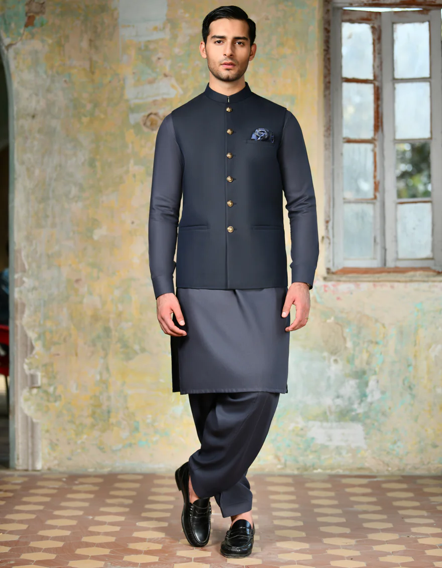 BLUE BLENDED WAISTCOAT | JJVC-A-48148/S24/JJ7428-PN - Image 2