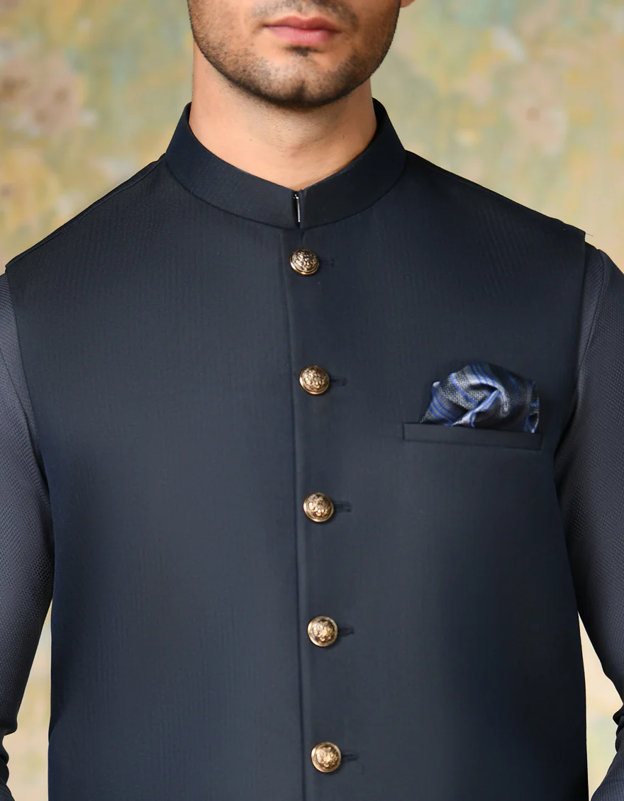 BLUE BLENDED WAISTCOAT | JJVC-A-48148/S24/JJ7428-PN - Image 3