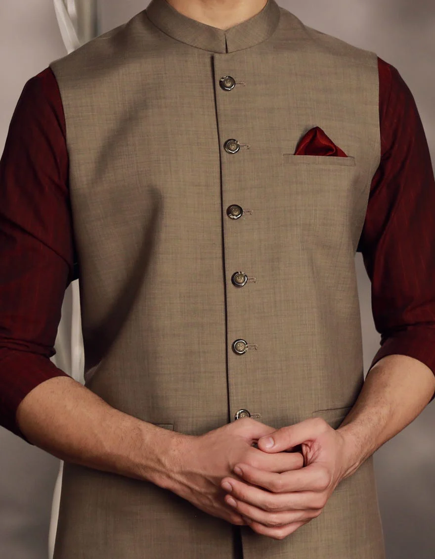 BROWN SUITING WAISTCOAT | JJVC-A-48175/S24/JJ9436-PN - Image 3