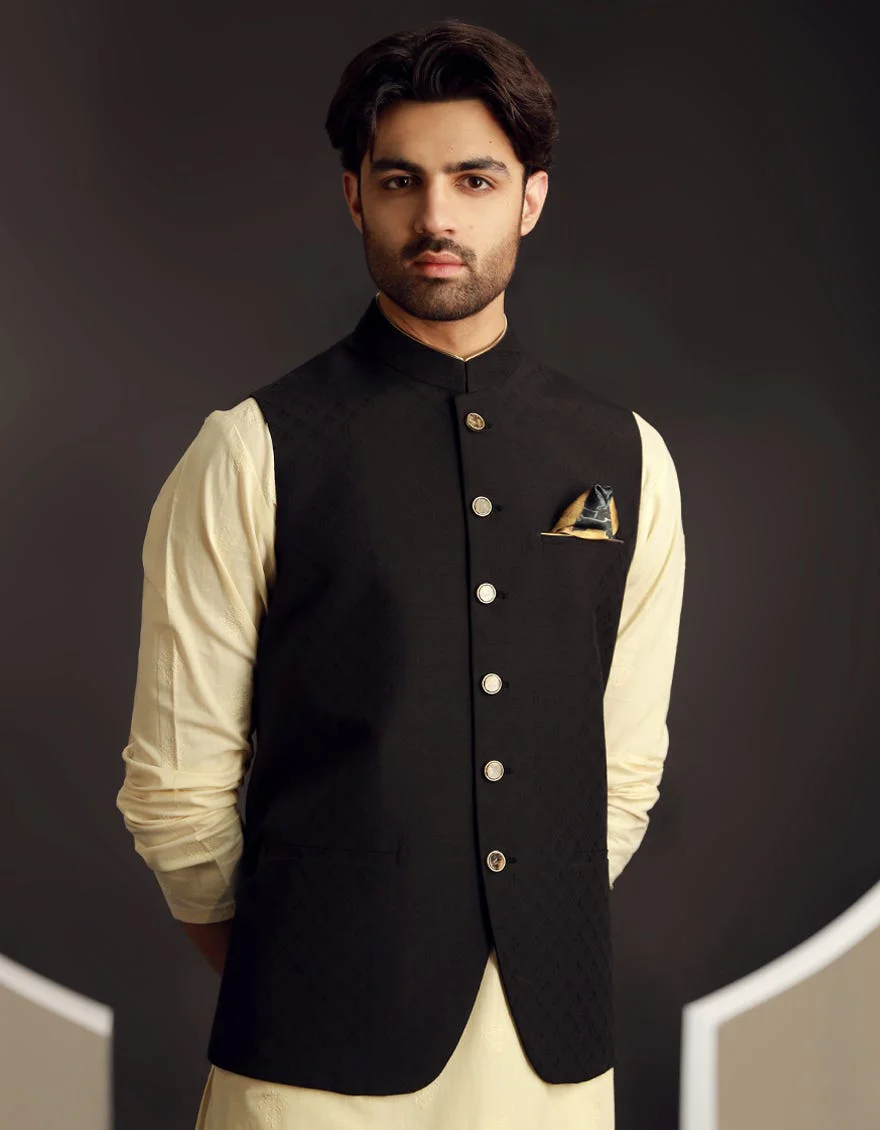 BLACK BLENDED WAISTCOAT | JJVC-A-48183/S24/JJ9539-PN - Image 3