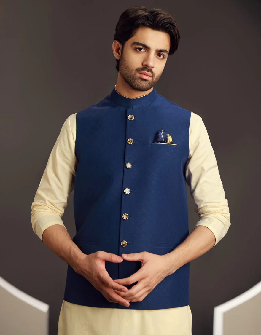 BLUE BLENDED WAISTCOAT | JJVC-A-48184/S24/JJ9539-PN - Image 3
