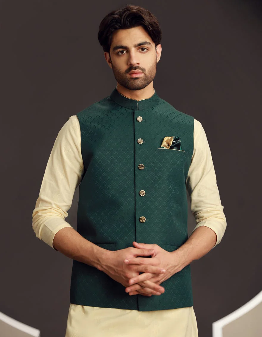 GREEN BLENDED WAISTCOAT | JJVC-A-48188/S24/JJ9539-PN - Image 3