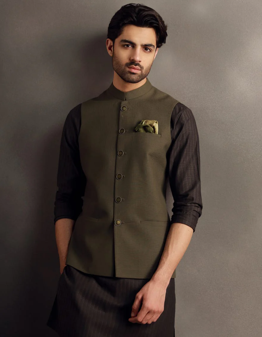 GREEN WAISTCOAT | JJVC-A-48198/S24/JJ9395-PN - Image 3
