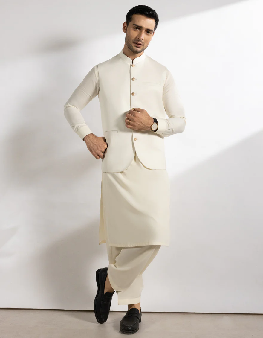 CREAM SUITING WAISTCOAT | JJVC-A-48239/S25/JJ10125-PN - Image 2