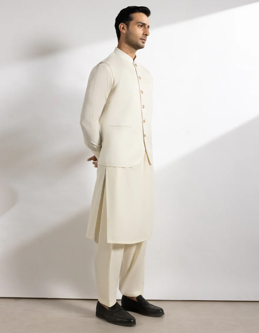 CREAM SUITING WAISTCOAT | JJVC-A-48239/S25/JJ10125-PN - Image 3