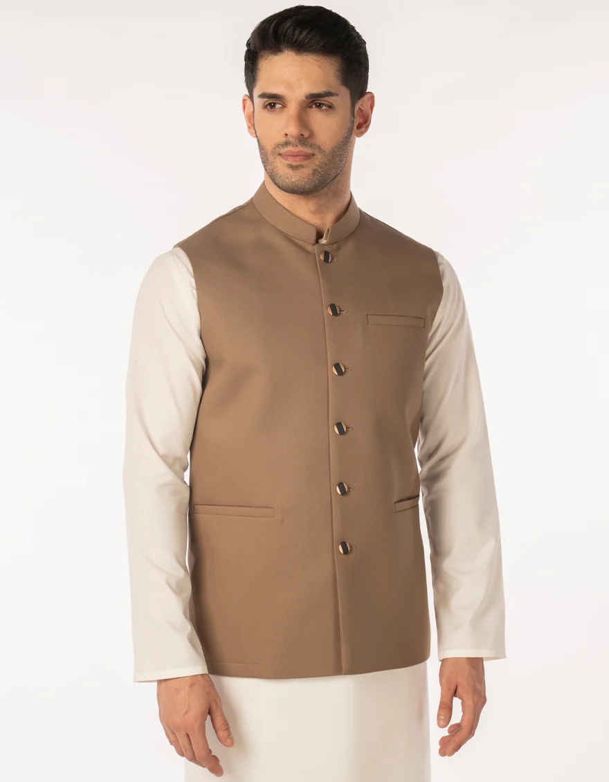 BROWN SUITING WAISTCOAT | JJVC-A-48243/S25/JJ10130-PN - Image 2